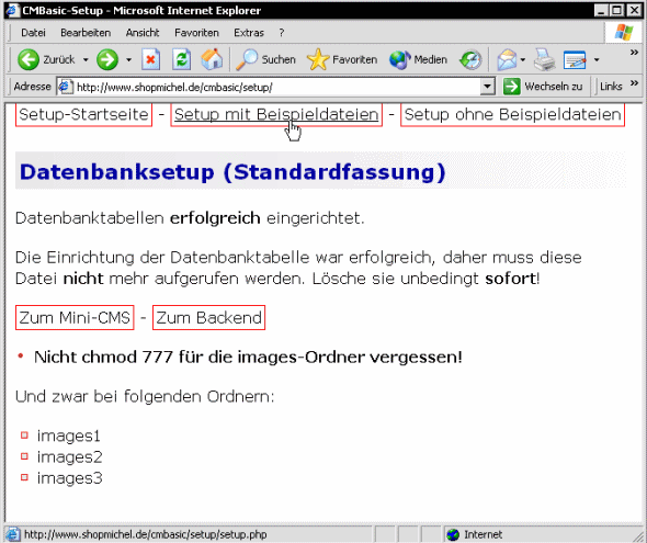 Das eigentliche Setup dauert ganze 10 Sekunden und schon ist CMBasic eingerichtet